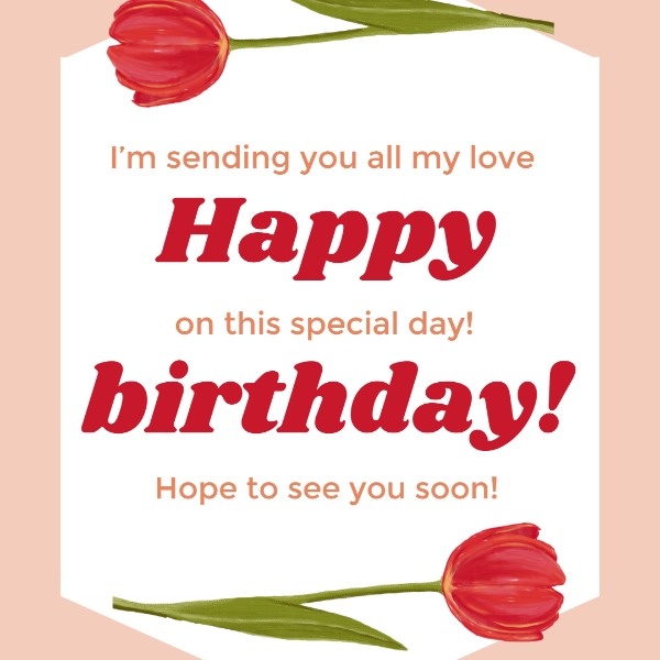 ピンクの誕生日の花カード Instagram投稿