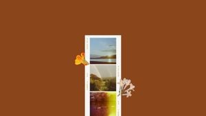 photo frame, flowers, sunset, Brown Minimal Photo Collage Desktop Wallpaper Template
