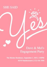 proposal, marriage, marry, Pink Engagement Party Invitation Template