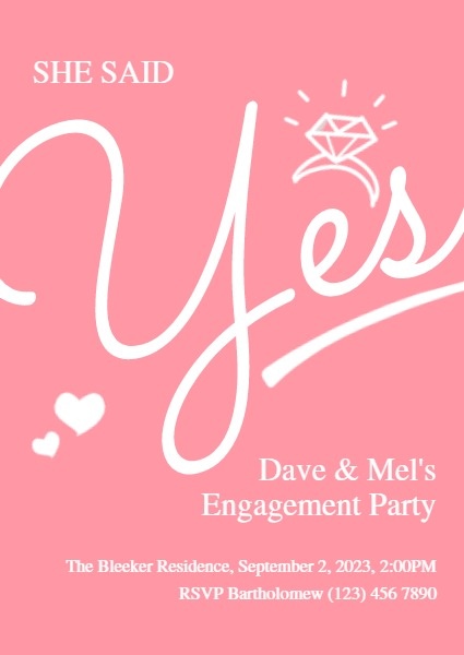 Pink Engagement Party Invitation
