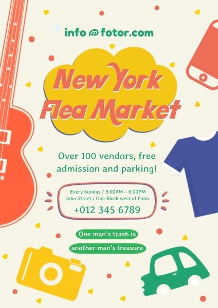 bazaar, sale, promotion, Flea Market Advertisement Poster Template