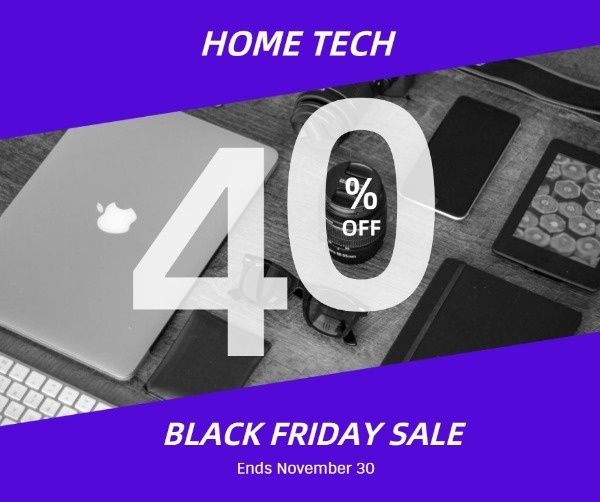 eletronics, accessories, banner ads, Black Friday Home Tech Sale Facebook Post Template