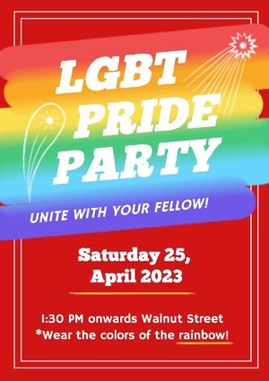 lgbt, love, pride month, Red Pride Party Invitation Poster Template