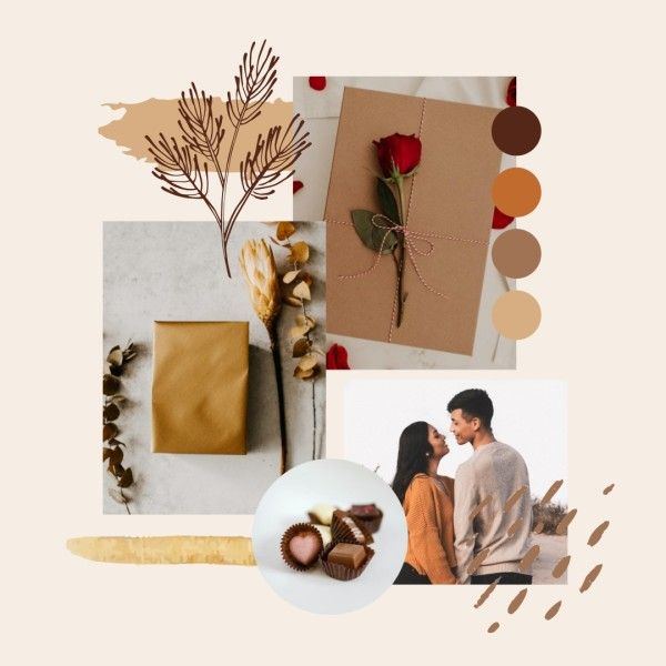 valentine's day, love, life, Beige Valentines Day Collage Photo Collage (Square) Template