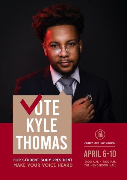 Black And Red Student President Vote Poster