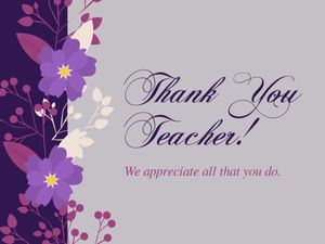 world teacher day, wishes, thanks, Purple  Monogrammed Flower Thank You Teacher Card Template