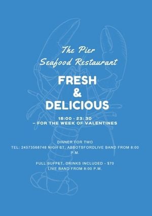 蓝龙虾海美食餐厅 宣传单