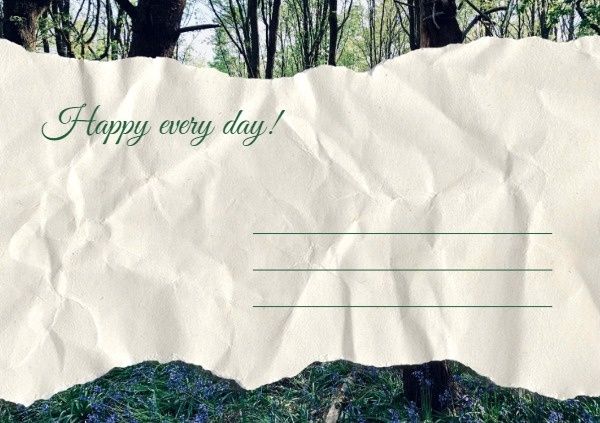 tree, nature, life, Forest Happy Day Postcard Template