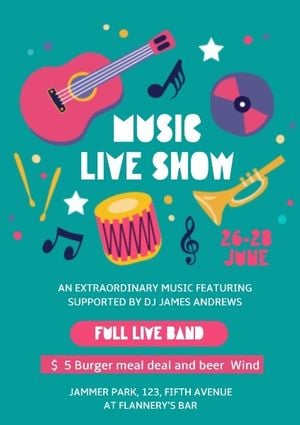 music festivals, concert, performance, Pub Music Live Show Poster Template