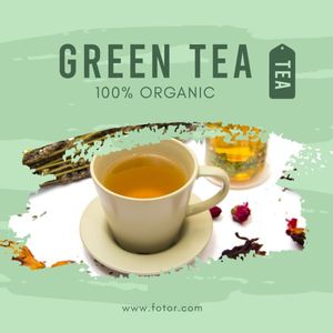 promotion, photo, healthy, Organic Green Tea Drink Marketing Branding Instagram Post Template