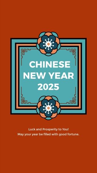 spring festival, lunar new year, traditional, Red Blue Chinese New Year Fortune Instagram Story Template