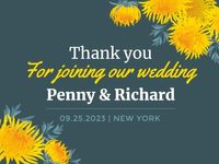 love, ceremony, anniversary, Green And Yellow Chrysanthemum Wedding Event Thank You Card Template