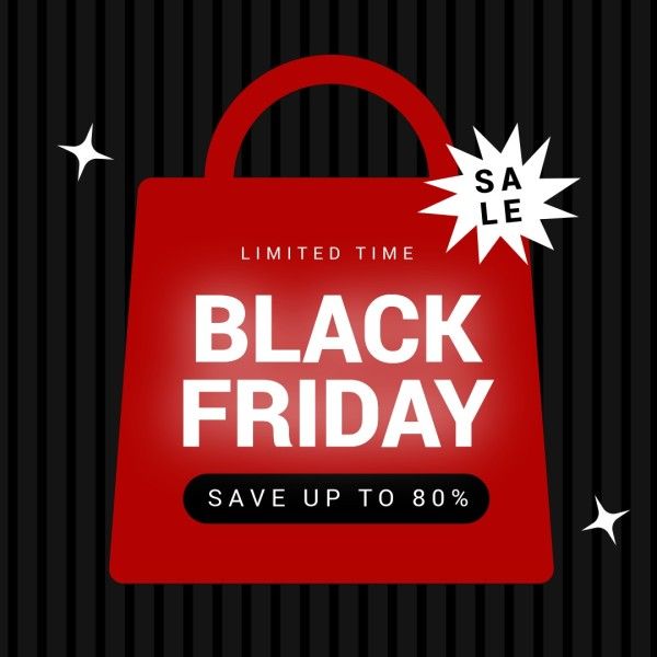 discount, promotion, handbags, Black Limited Time Black Friday Sale  Instagram Post Template