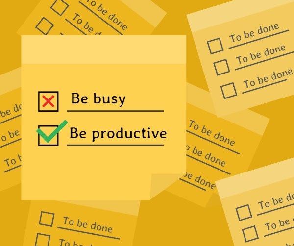 work, note, sticker, Be Productive Facebook Post Template