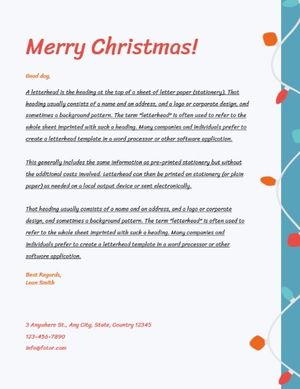 holiday, festive, santa, White Merry Christmas Greeting Letter Letterhead Template