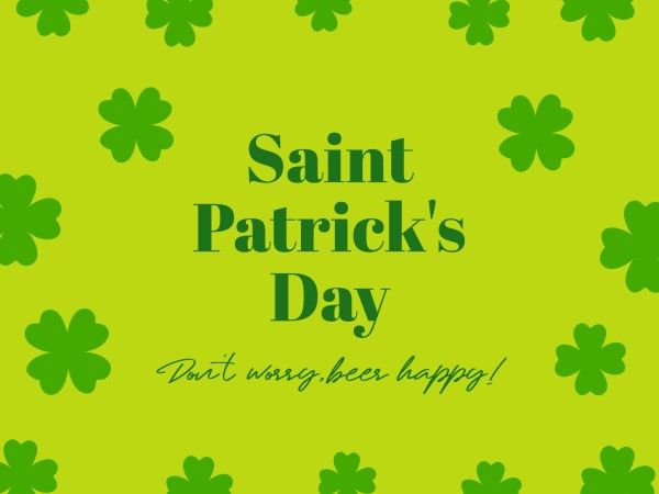 st patricks day, happy st patricks day, st. patrick, Green Happy Saint Patricks Day Wish Card Template