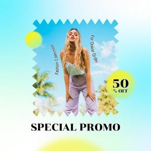 sale, promotion, discount, Blue And Green Gradient Fashion Collection Instagram Post Template