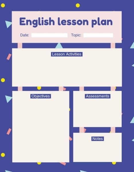 business, student, school, Blue Background Lesson Plan Template