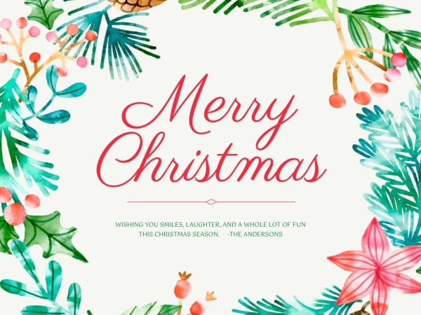 Green Illustration Merry Christmas Card