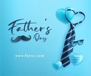 greeting, celebrate, celebration, Deep Blue Illustration Happy Father's Day  Facebook Post Template