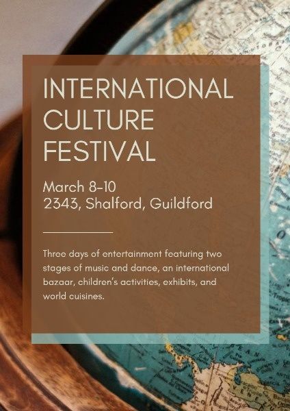 globe, world, state, Brown International Culture Festival Poster Template