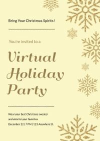simple, party, snow, Yellow Christmas Holiday Invitation Template