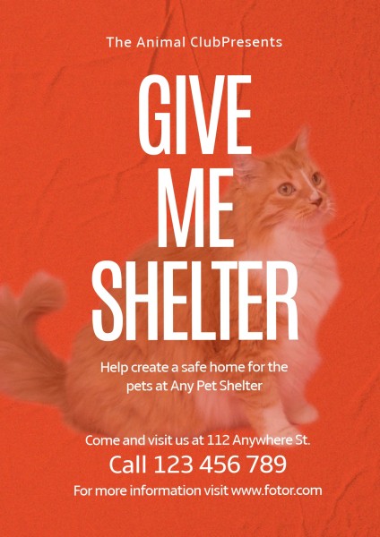 Red Animal Pet Shelter Help Poster