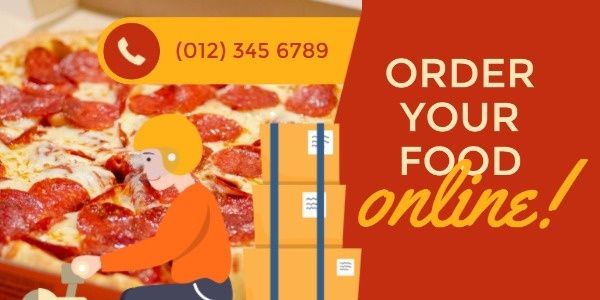 food, delivery, food online ordering, Pizza Online Ordering Ads Twitter Post Template