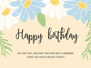 happy birthday, greeting, wishing, Yellow Refreshing Floral Birthday Card Card Template