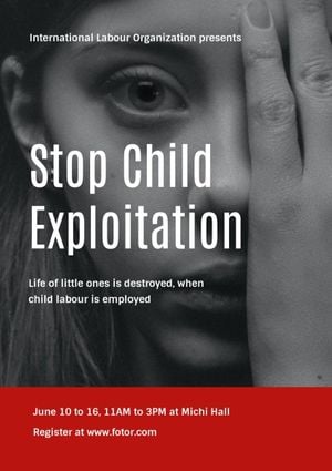 labour, public, social, Black Stop Child Labor Now Poster Template