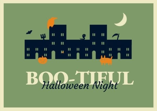 holiday, vacation, party, Boo-tiful Halloween Night Postcard Template