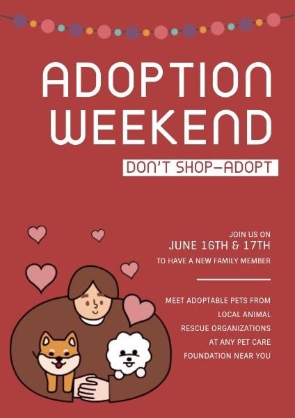 animal adoption, animal, hand-painted, Pet Adoption Poster Template