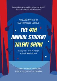 school, performance, perform, Annual Student Talent Show Invitation Template