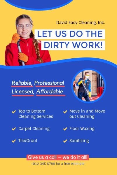 dirty work, household, do cleaning, Cleaning Service Pinterest Post Template