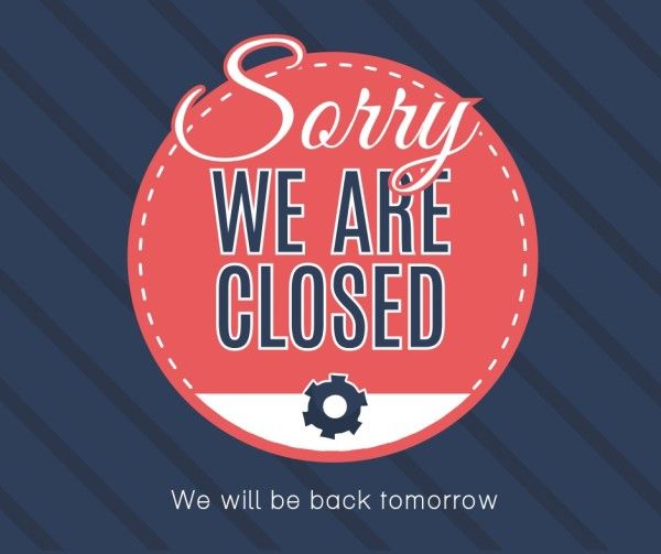 store, shop, labor, Blue Red Closed Notification  Facebook Post Template