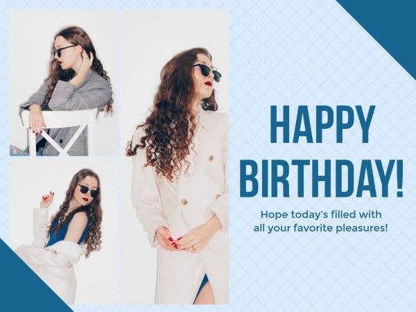 Blue Happy Birthday For Girl Card