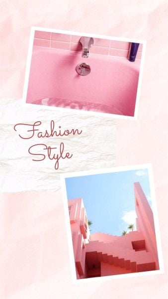 fahion, wall, building, Pink Fashion Style Photo Photo Collage 9:16 Template