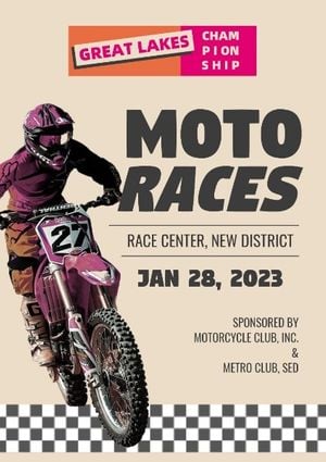 race, gaming, contest, Retro Motorcycle Racing Game Poster Template