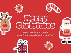 xmas, wish, love, Red Cute Cartoon Merry Christmas Card Template