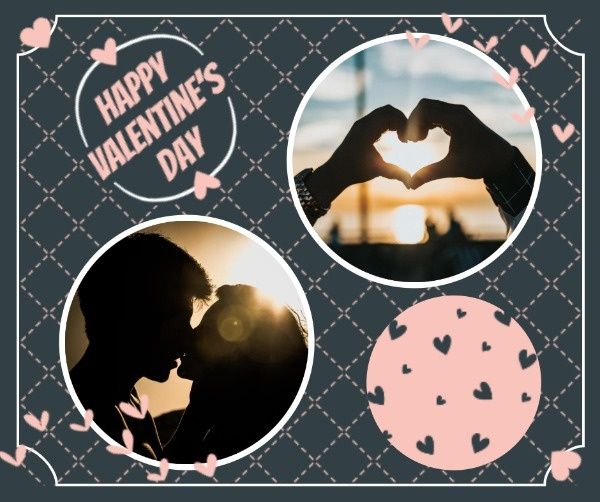 valentines day, romantic, life, Dark Blue Valentine's Day Love Collage Facebook Post Template