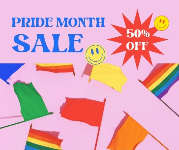 discount, lgbt, shop, Pink Playful Pride Month Sale Facebook Post Template