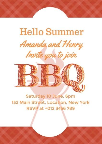 event, gathering, bbq, Red Summer Barbecue Party Invitation Invitation Template