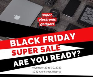 cyber monday, eletronics, retail, Black Friday Gadget Super Sale Facebook Post Template
