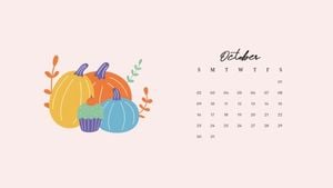 calendar, pumpkin, autumn, Pink Minimal Illustration October Halloween Desktop Wallpaper Template