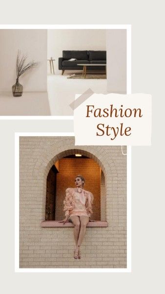sofa, girl, wall, White Fashion Style  Photo Collage 9:16 Template