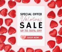 Pink Heart Valentine's Day Sale Promotion Facebook Post