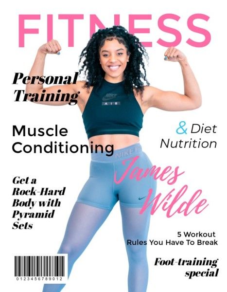 exercise, healthy, life, Fitness Sport Magazine Book Magazine Cover Template