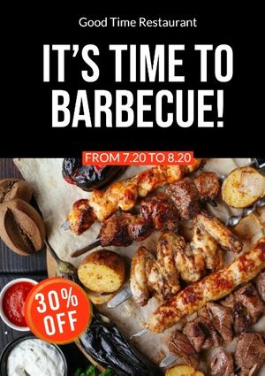 restaurant, food, sales, Barbecue Discount Poster Template