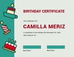 ceritificate, celebration, party, Cute Birthday Certificate Template