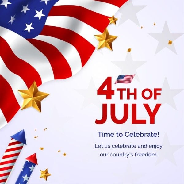 independence day, america, celebration, Red 3d Modern Happy 4th Of July Instagram Post Template